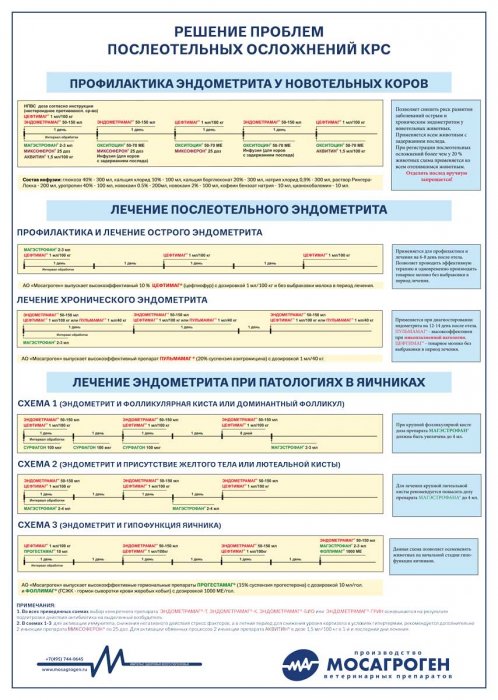 Плакат "Решение проблем послеотельных осложнений КРС"